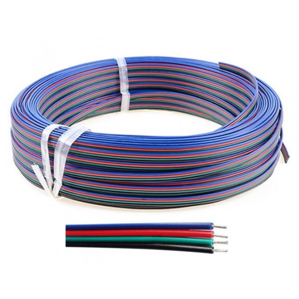 Cable paralelo 4 hilos para tira led RGB, Rollo de 100mts x 0,64€/mt